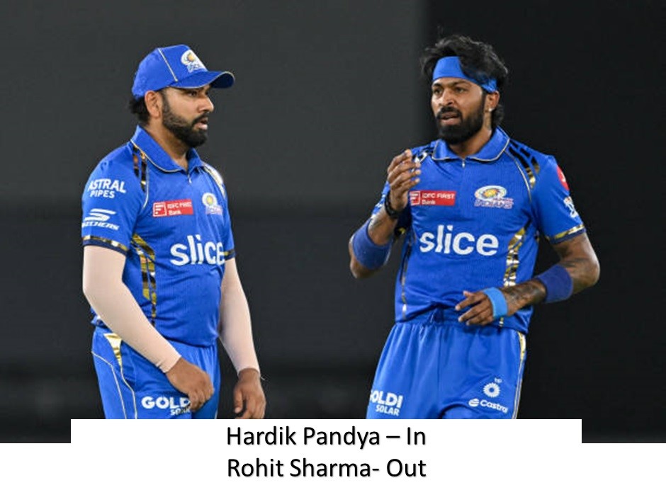 hardik pandya-in rohit sharma out